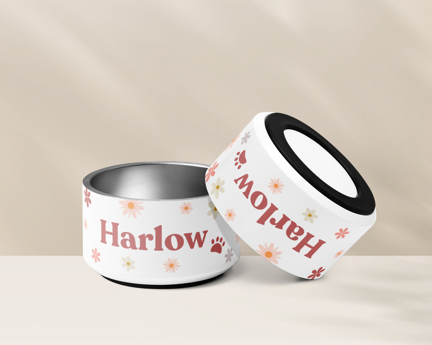 Personalised Pet Dog Bowl and Cat Feeder - Retro Floral - TLC Paws