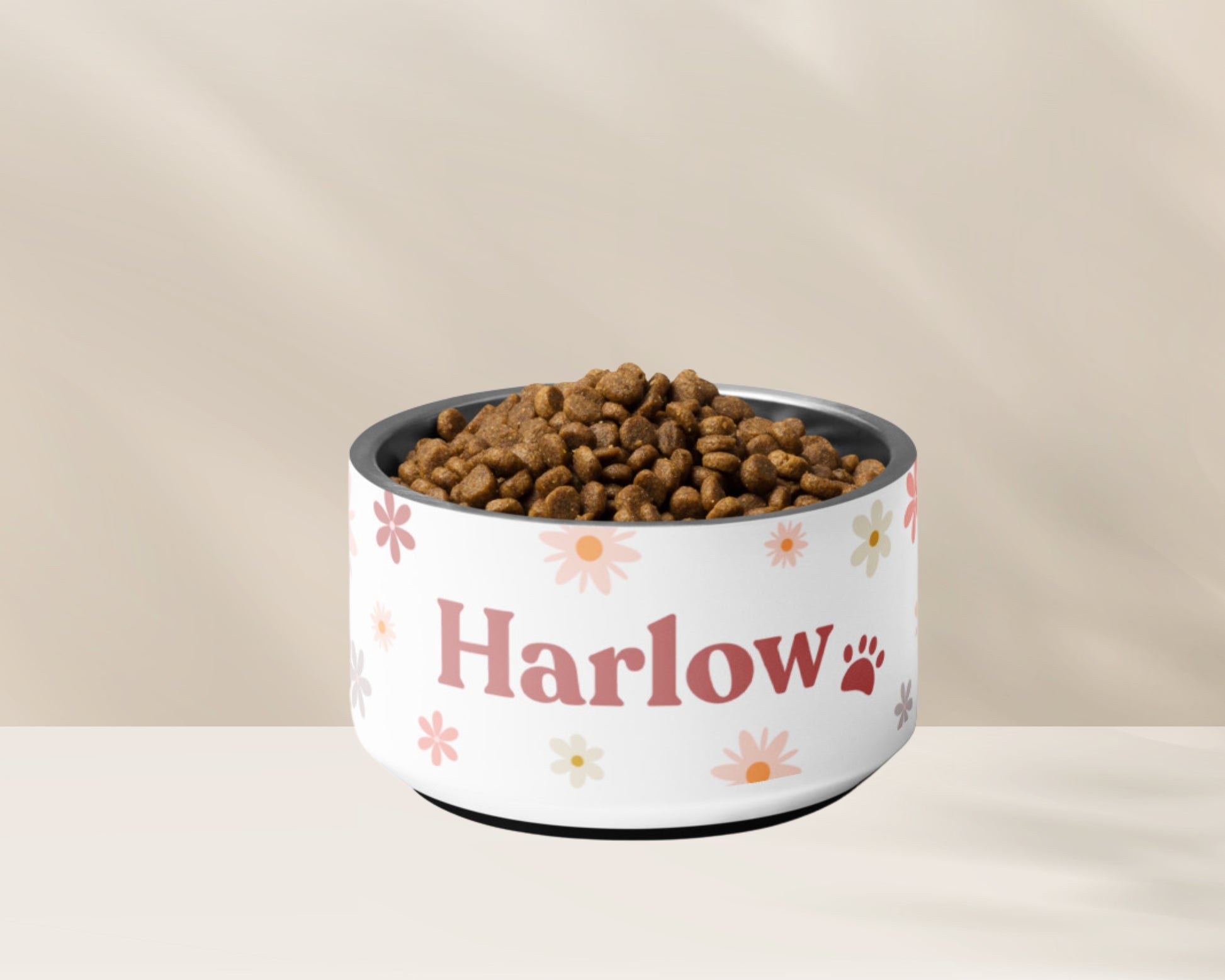 Personalised Pet Dog Bowl and Cat Feeder - Retro Floral - TLC Paws