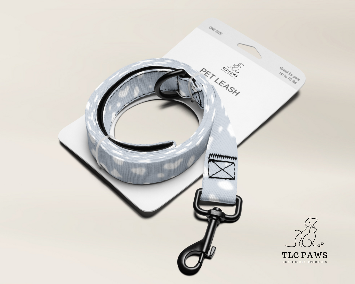 Dog Collar and Leash Set - Spotted Powder Blue - TLC Paws