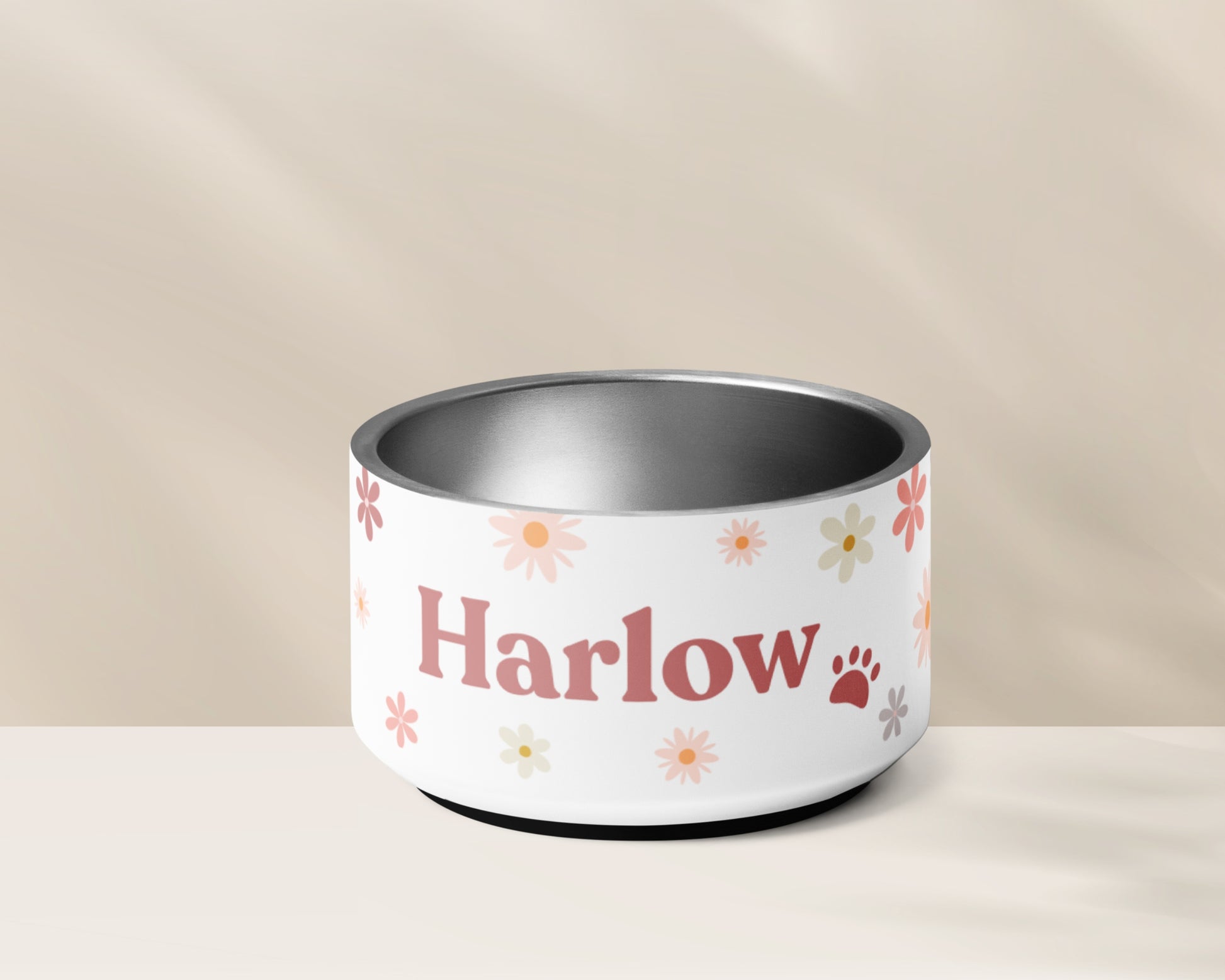 Personalised Pet Dog Bowl and Cat Feeder - Retro Floral - TLC Paws