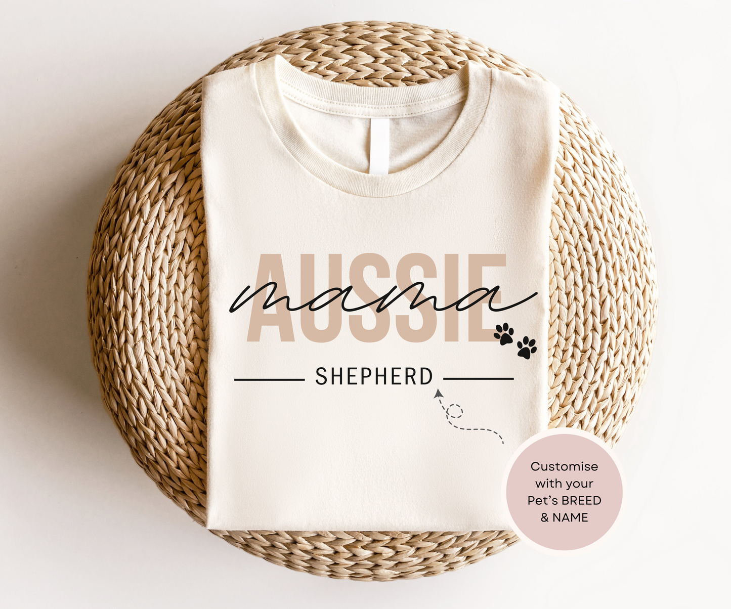 Personalised Australian Shepherd Dog Mama Tshirt - TLC Paws