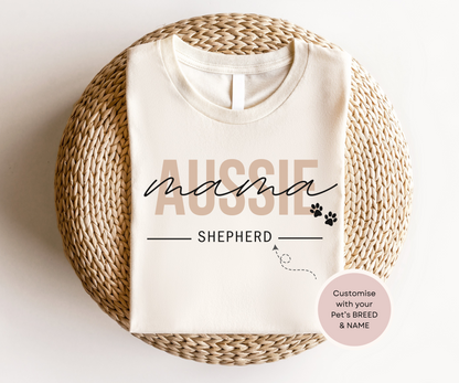 Personalised Australian Shepherd Dog Mama Tshirt - TLC Paws