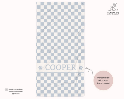 Personalised Beach Towel Checkered Sand – Custom Soft & Absorbent Towels for You and Your Pets - TLC Paws
