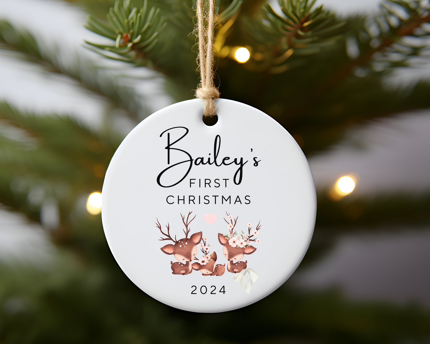 Personalised Pet & Baby's First Christmas Ornament - Heart - TLC Paws