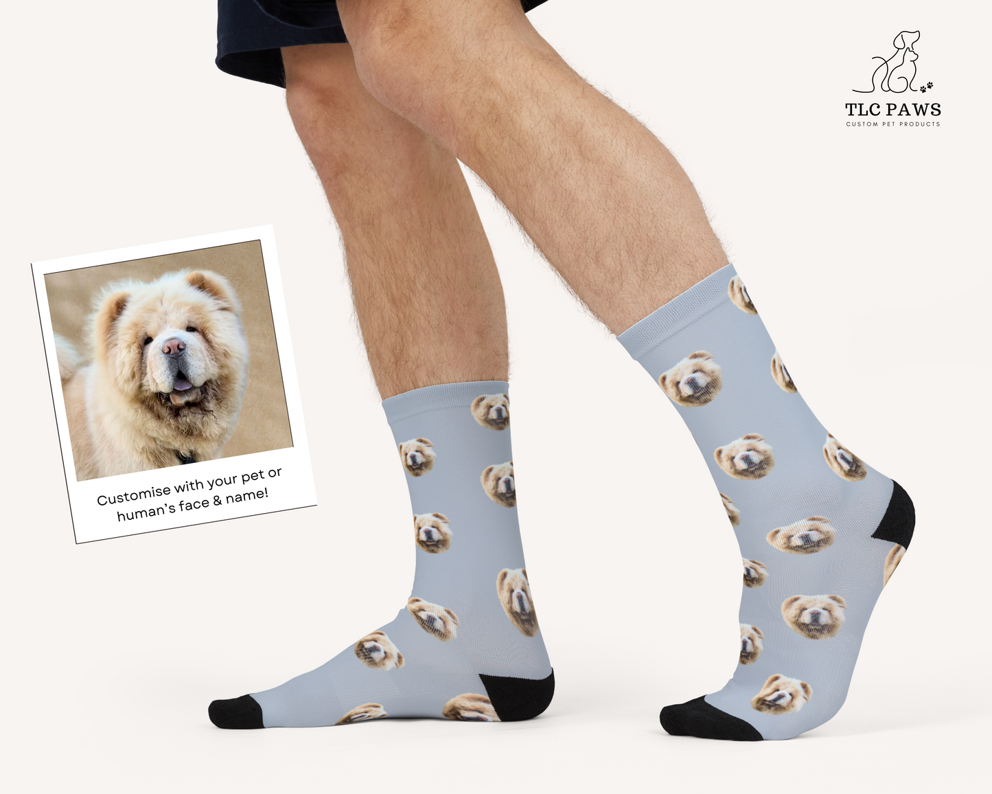 Custom Pet Face Socks - Face Only BLUE - TLC Paws