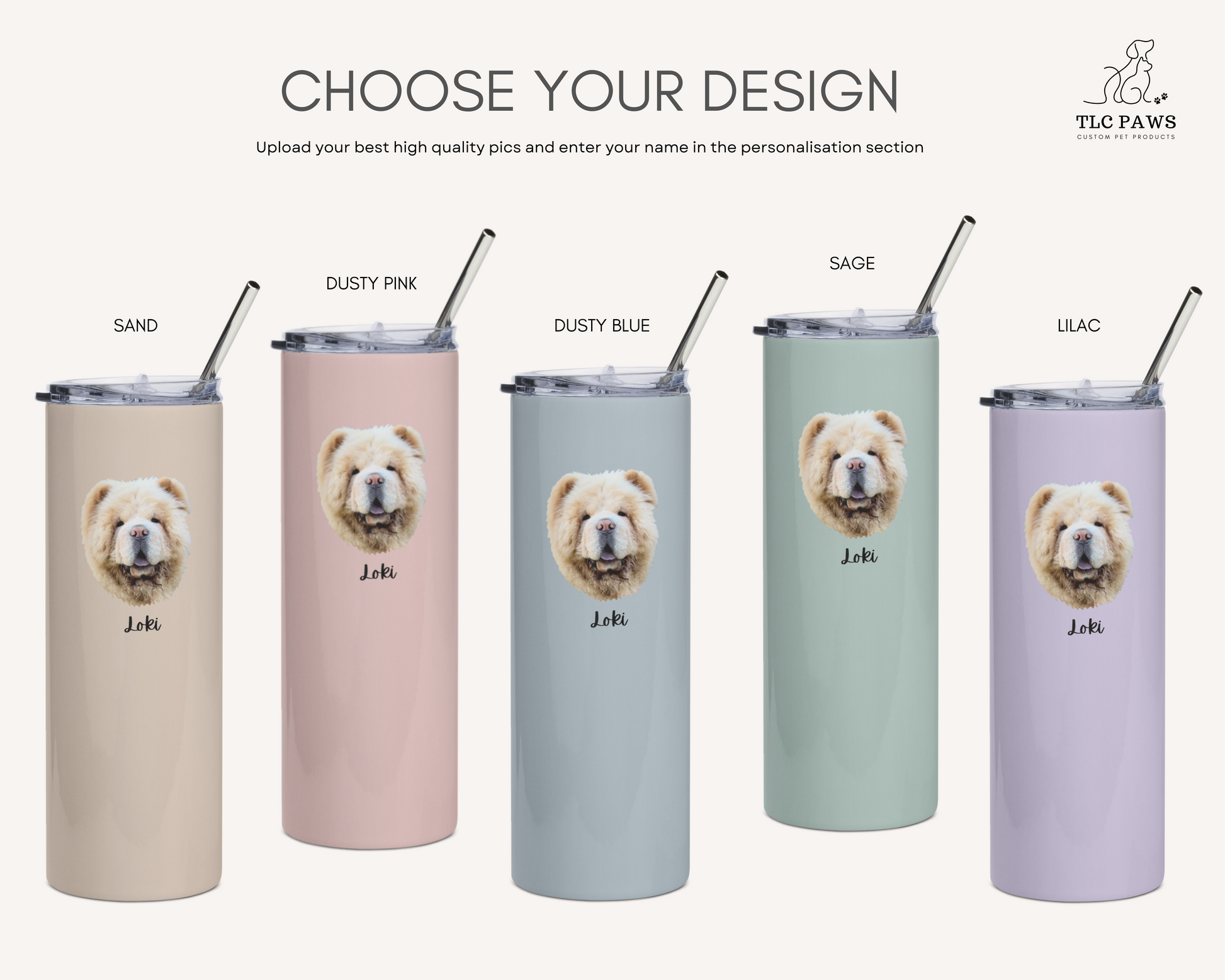 Custom Pet Face Water Bottle Tumbler - TLC Paws