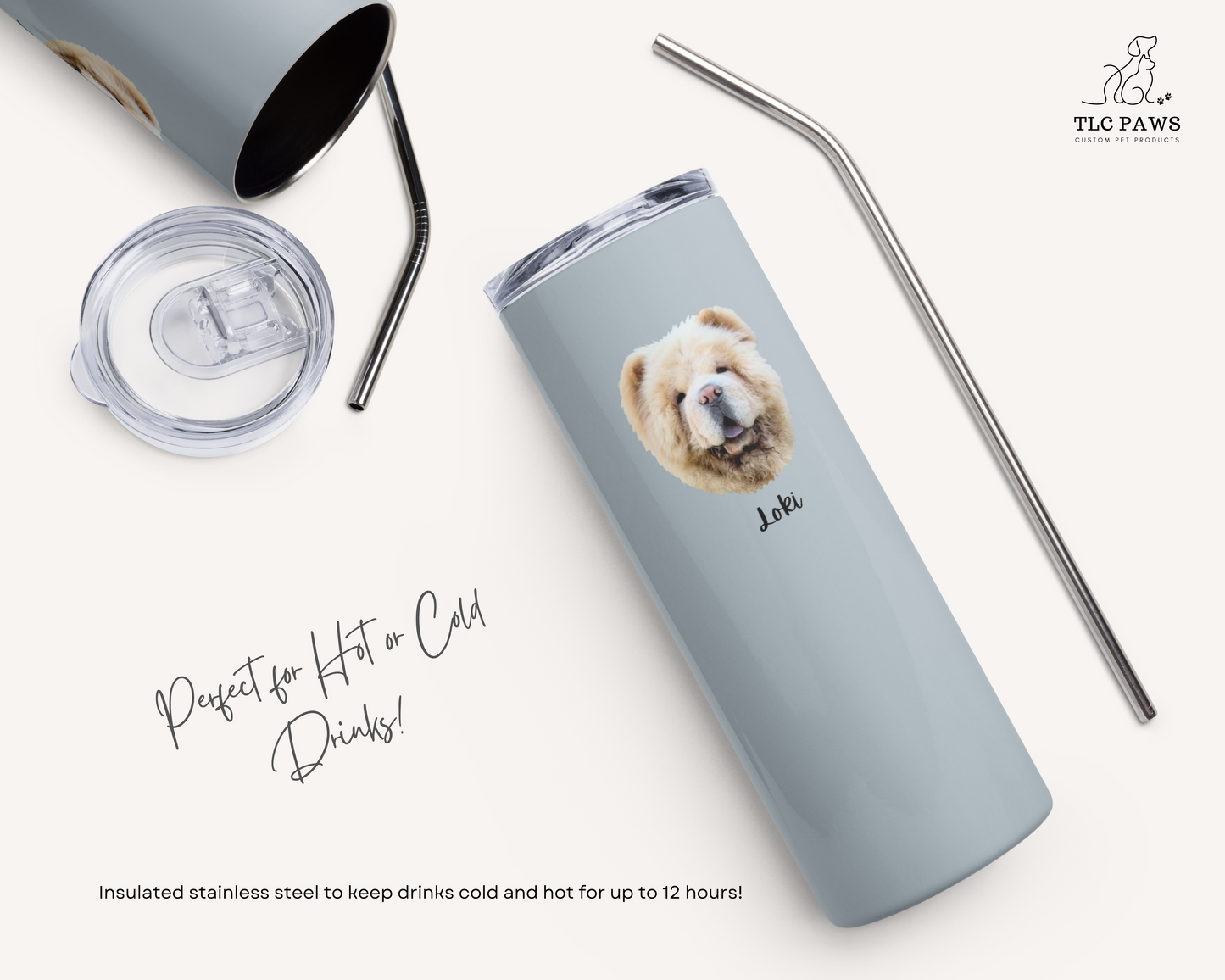 Custom Pet Face Water Bottle Tumbler - TLC Paws
