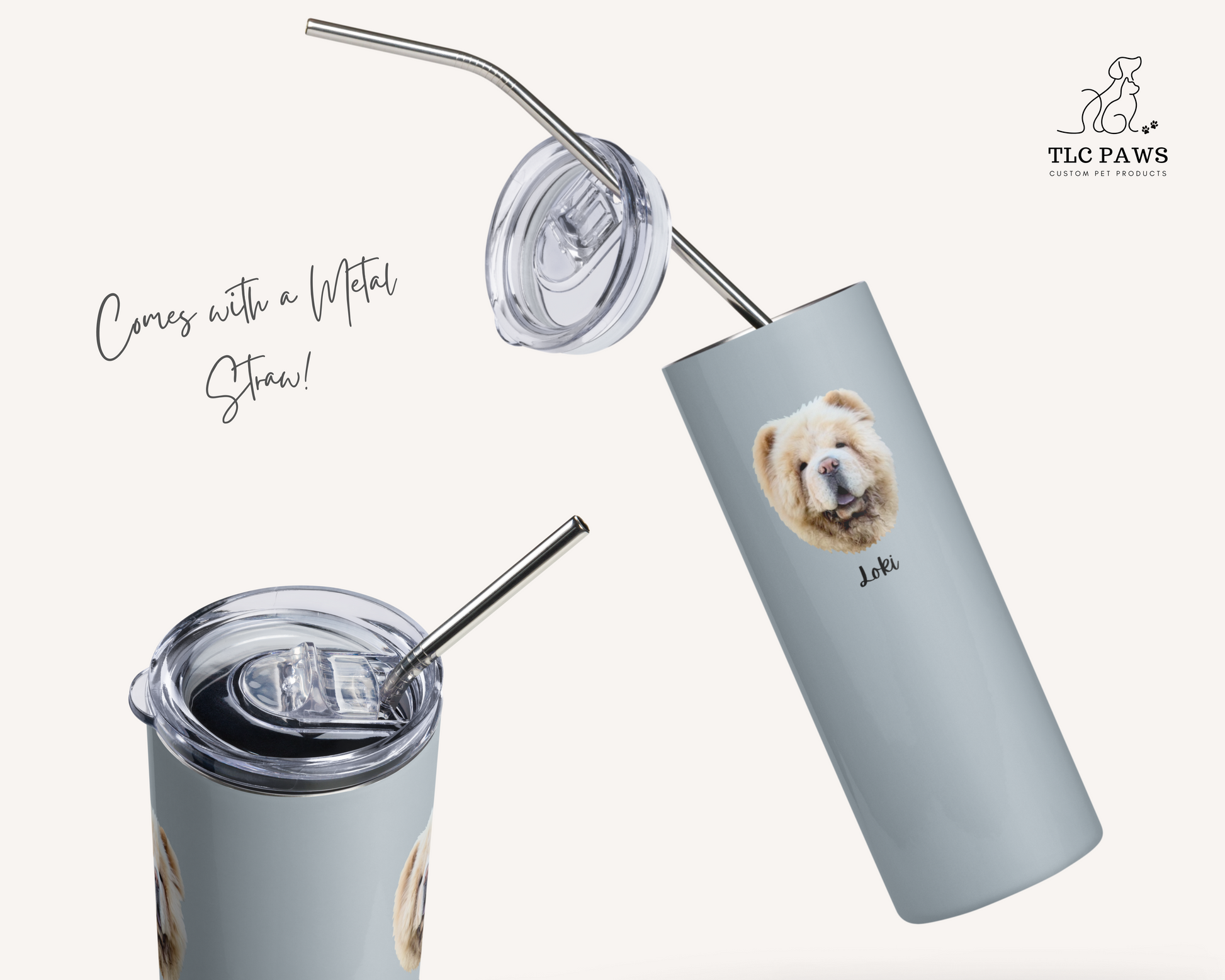 Custom Pet Face Water Bottle Tumbler - TLC Paws
