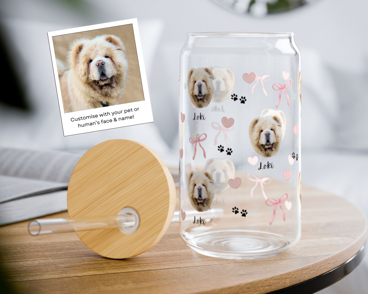 coquette CUSTOM PET PORTRAIT GLASS TUMBLER