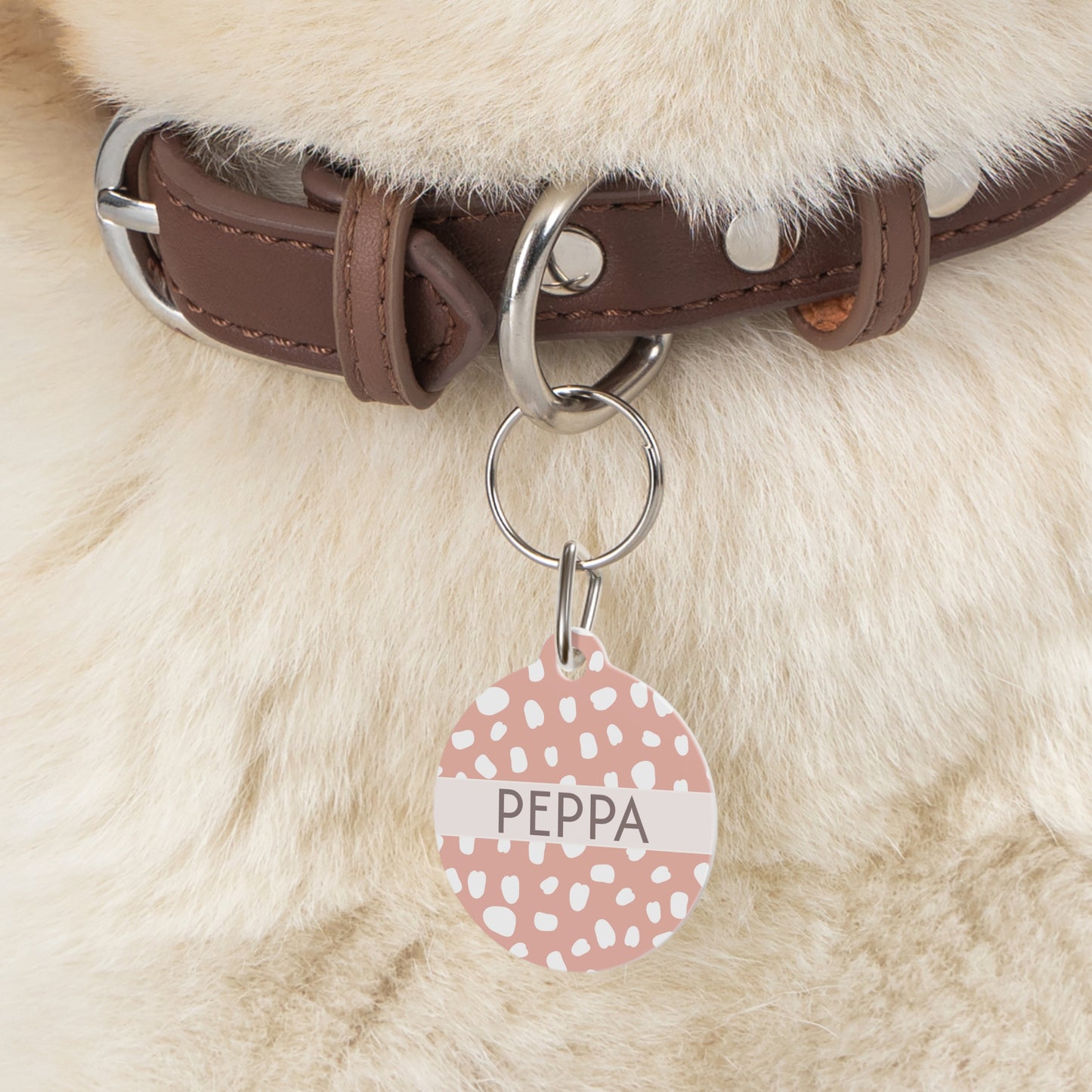 Personalized Pet Dog or Cat ID Tag - Spotted Pink - TLC Paws