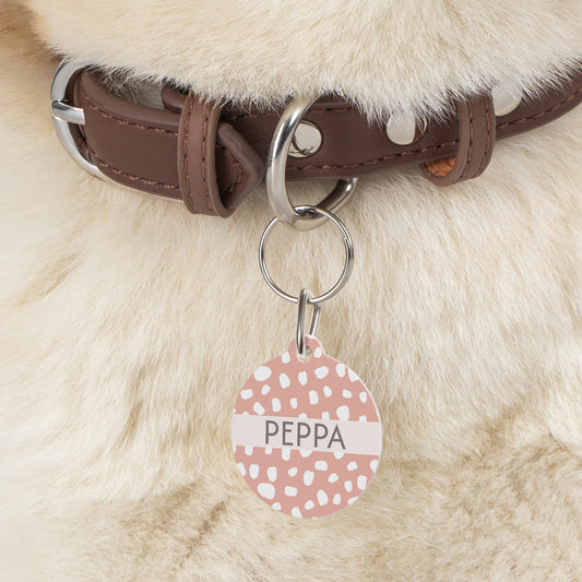 Personalized Pet Dog or Cat ID Tag - Spotted Pink - TLC Paws