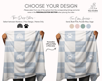 Personalised Blanket & Throw - Powder Blue - TLC Paws