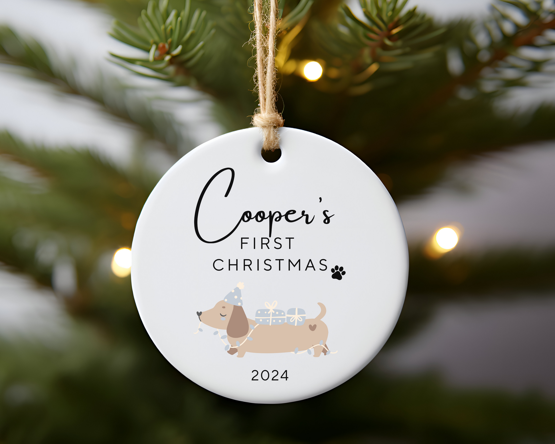 Custom Dachshund Christmas Ornament