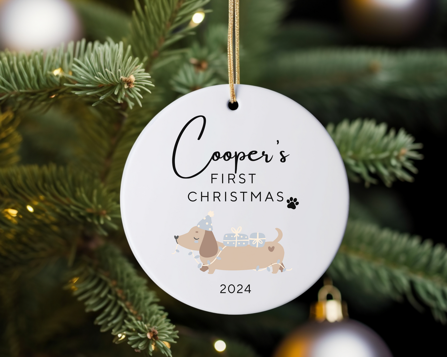 Custom Dachshund Christmas Ornament