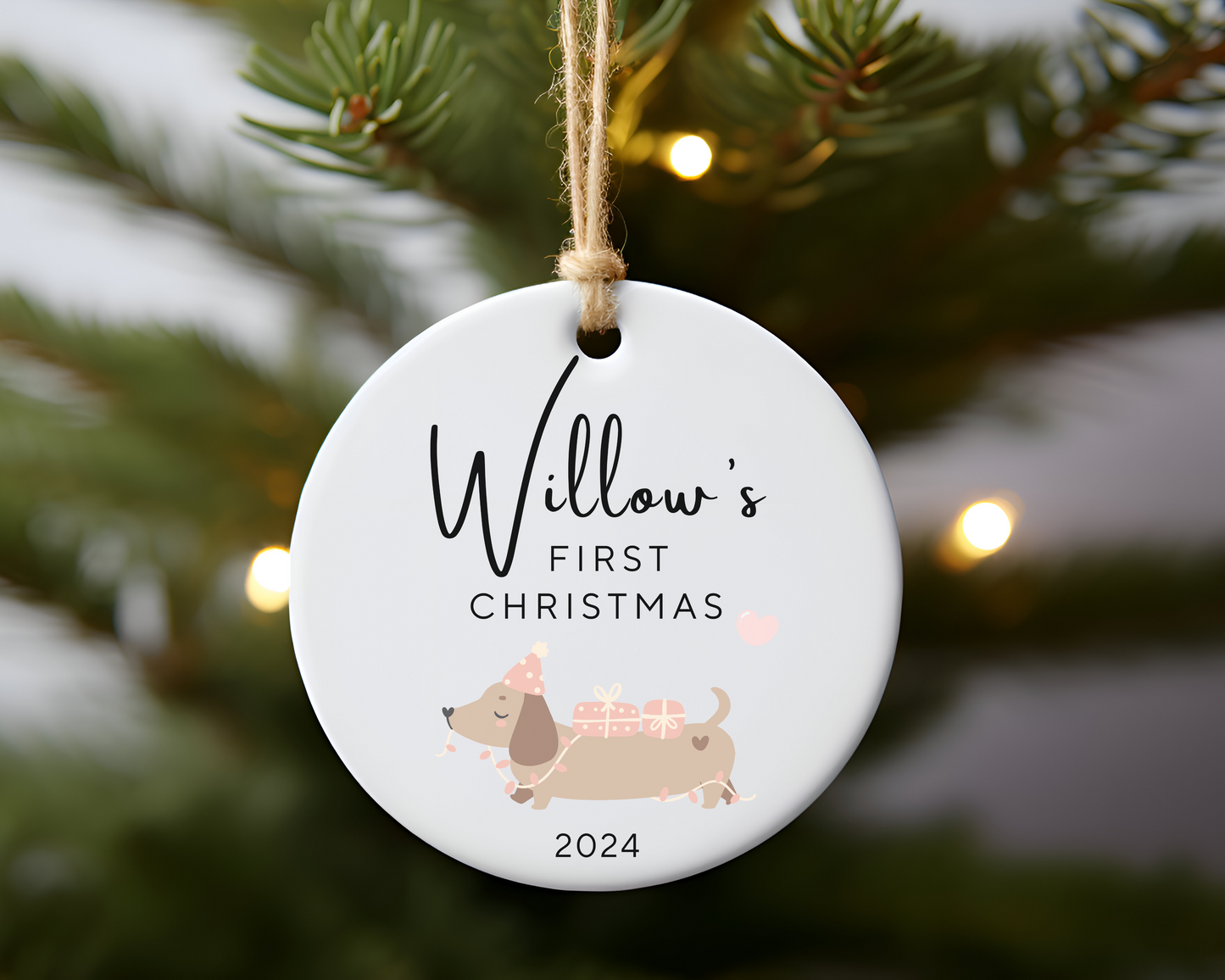 Custom Dachshund Christmas Ornament