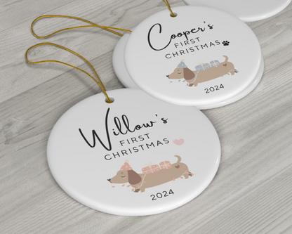 Custom Dachshund Christmas Ornament