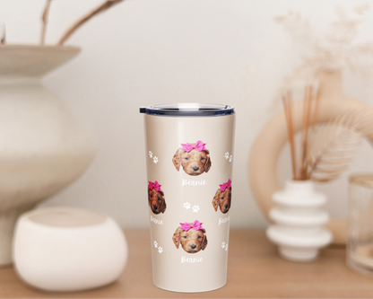 Custom Pet Face Wine and Coffee Tumbler Insulated for hot cold drinks TLC Paws 