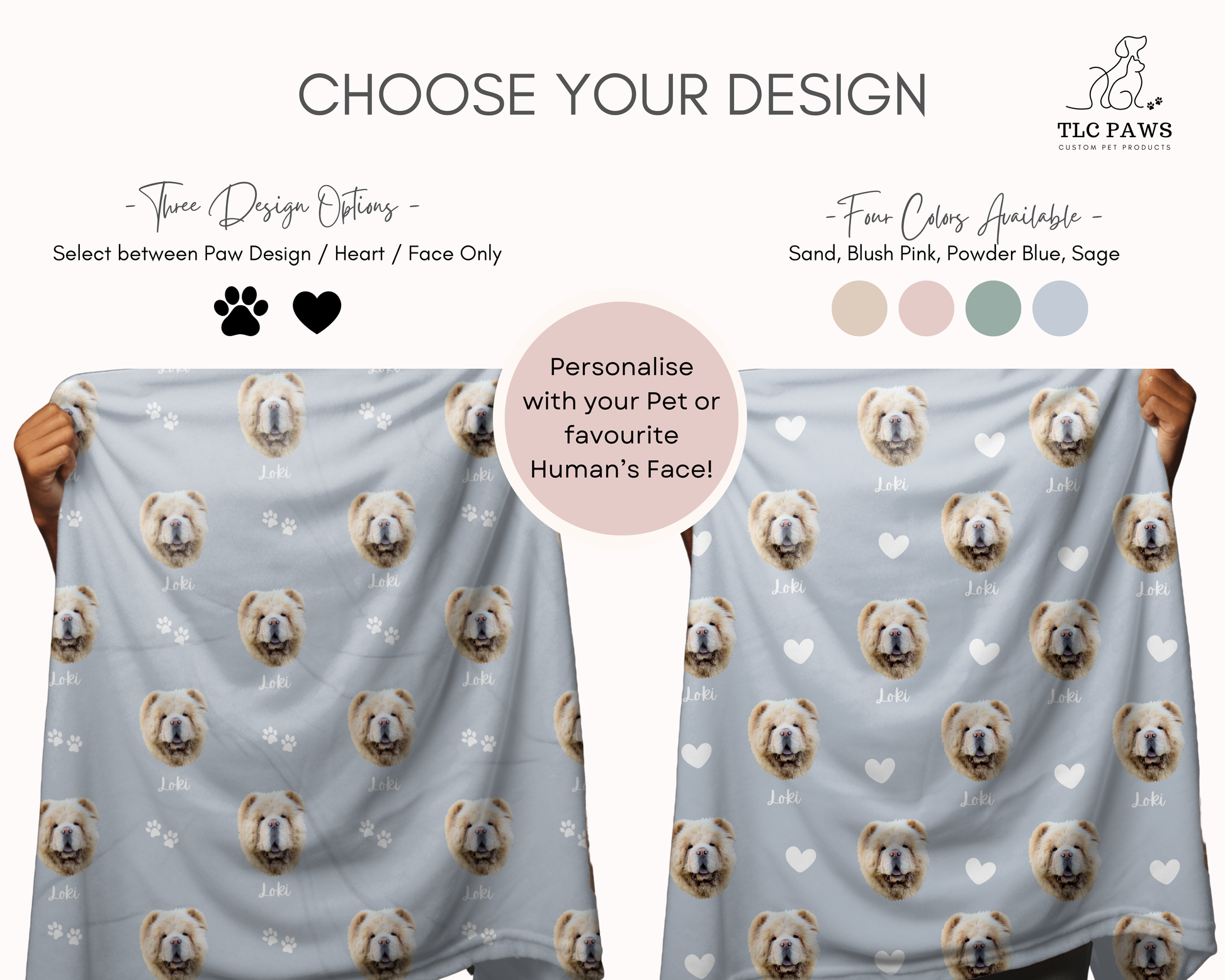 Custom Pet Portrait Blanket and Throw