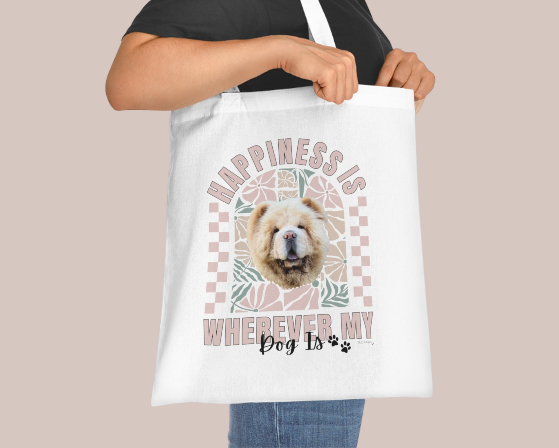 Custom Pet Portrait Tote Bag TLC Paws