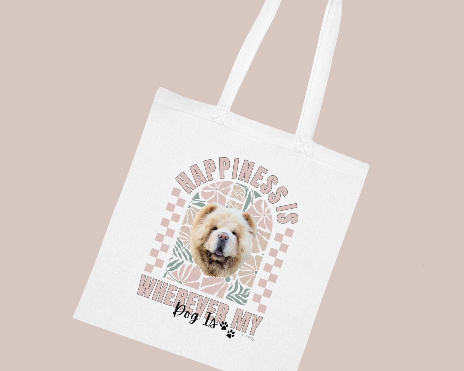 Custom Pet Portrait Tote Bag TLC Paws