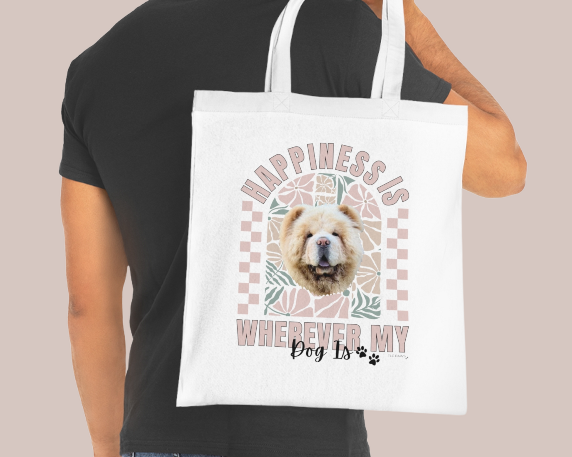 Custom Pet Portrait Tote Bag TLC Paws