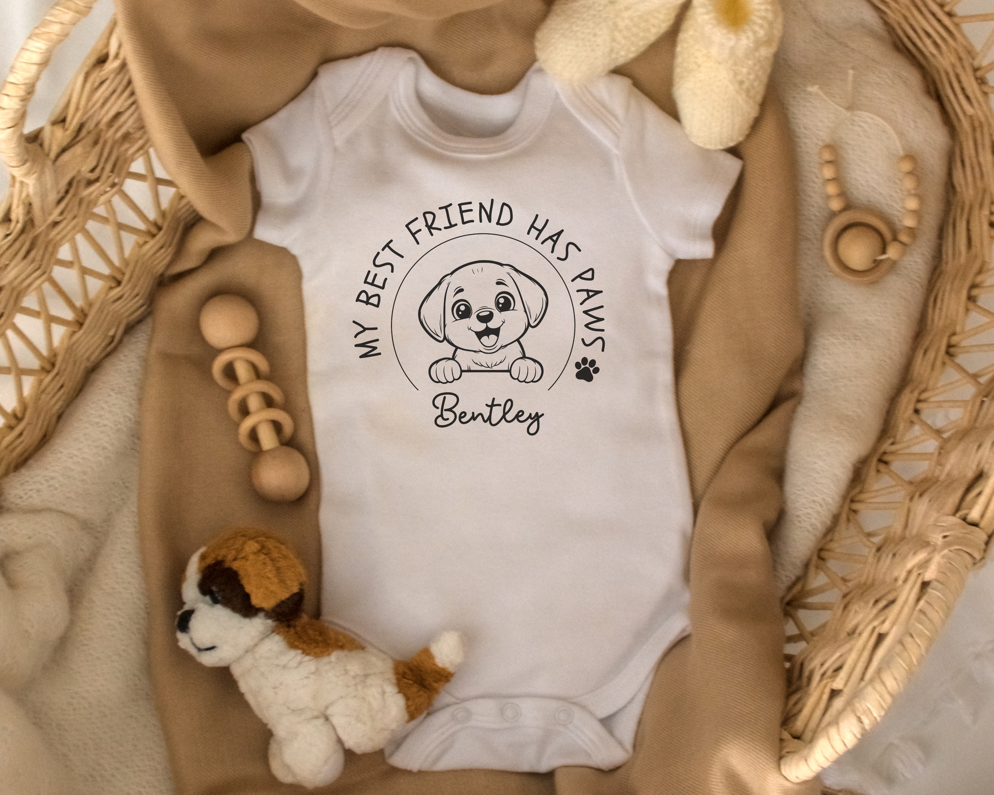 My Best Friend Has Paws Baby Onesie - Personalised Dog - TLC Paws