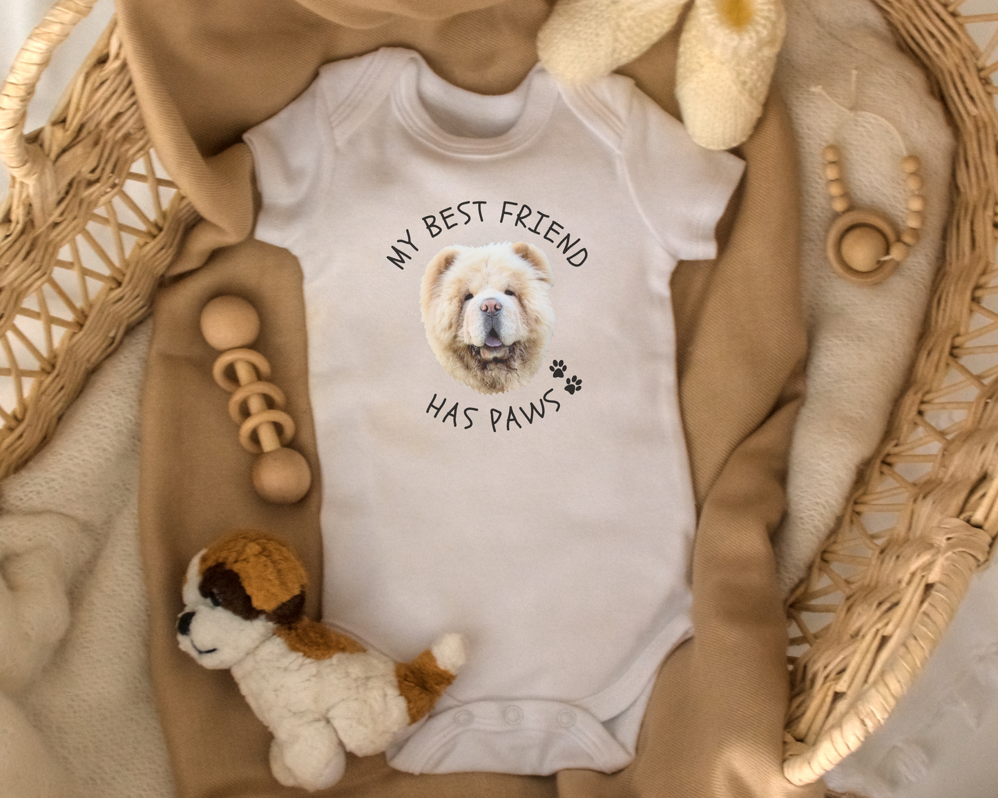 Personalised Baby Onesie - 'My Best Friend Has Paws' with Custom Pet Face