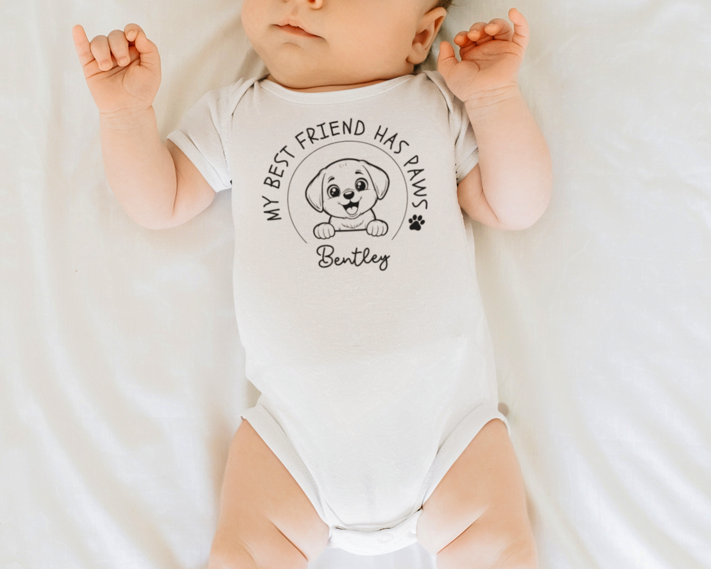 My Best Friend Has Paws Baby Onesie - Personalised Dog - TLC Paws