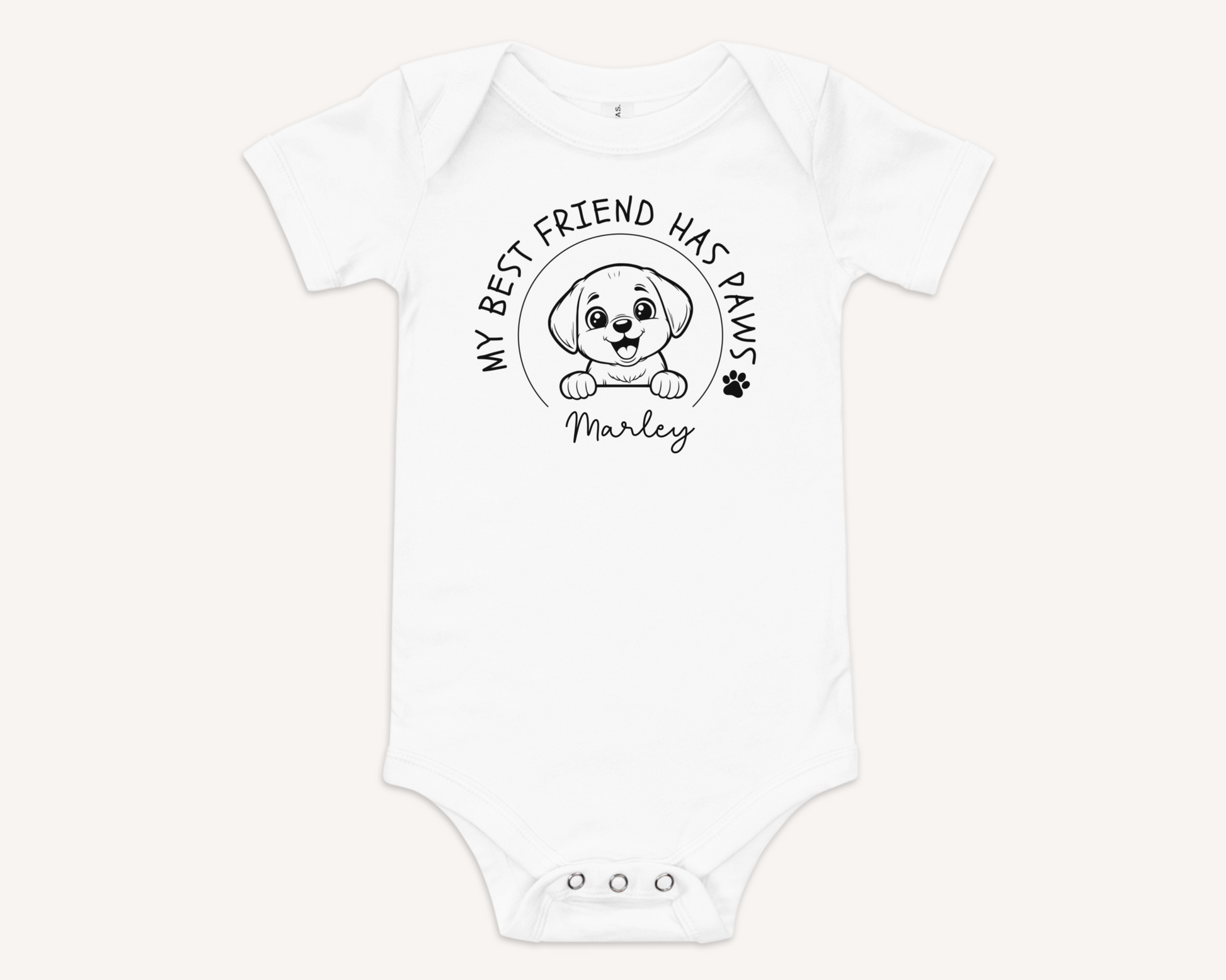 My Best Friend Has Paws Baby Onesie - Personalised Dog - TLC Paws