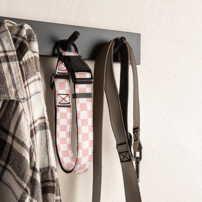 Dog Collar and Leash Set - Checkered Pink - TLC Paws