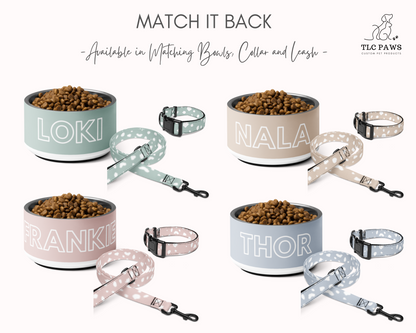 Dog Collar Leash and Pet Bowl Spotted Sand - TLC Paws