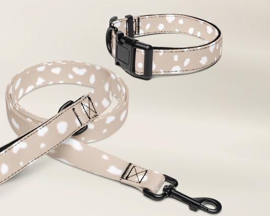 Dog Collar and Leash - Spotted Sand - TLC Paws