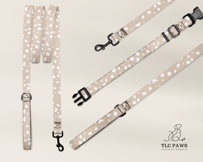 Dog Collar and Leash Set - Spotted Sand - TLC Paws