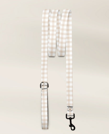 Dog Collar and Leash Set - Gingham Sand - TLC Paws