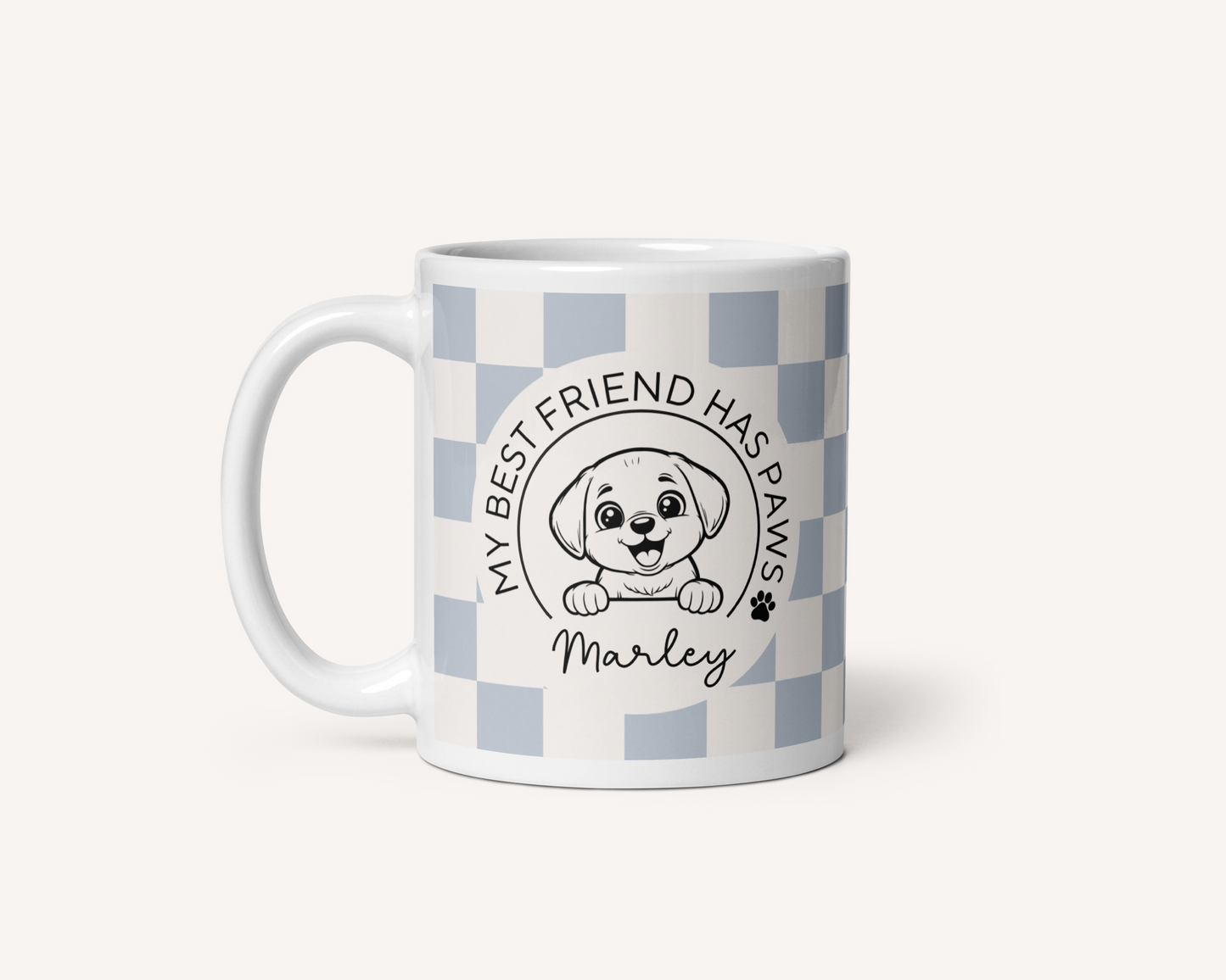 Custom Checkered Personalised Dog Mug