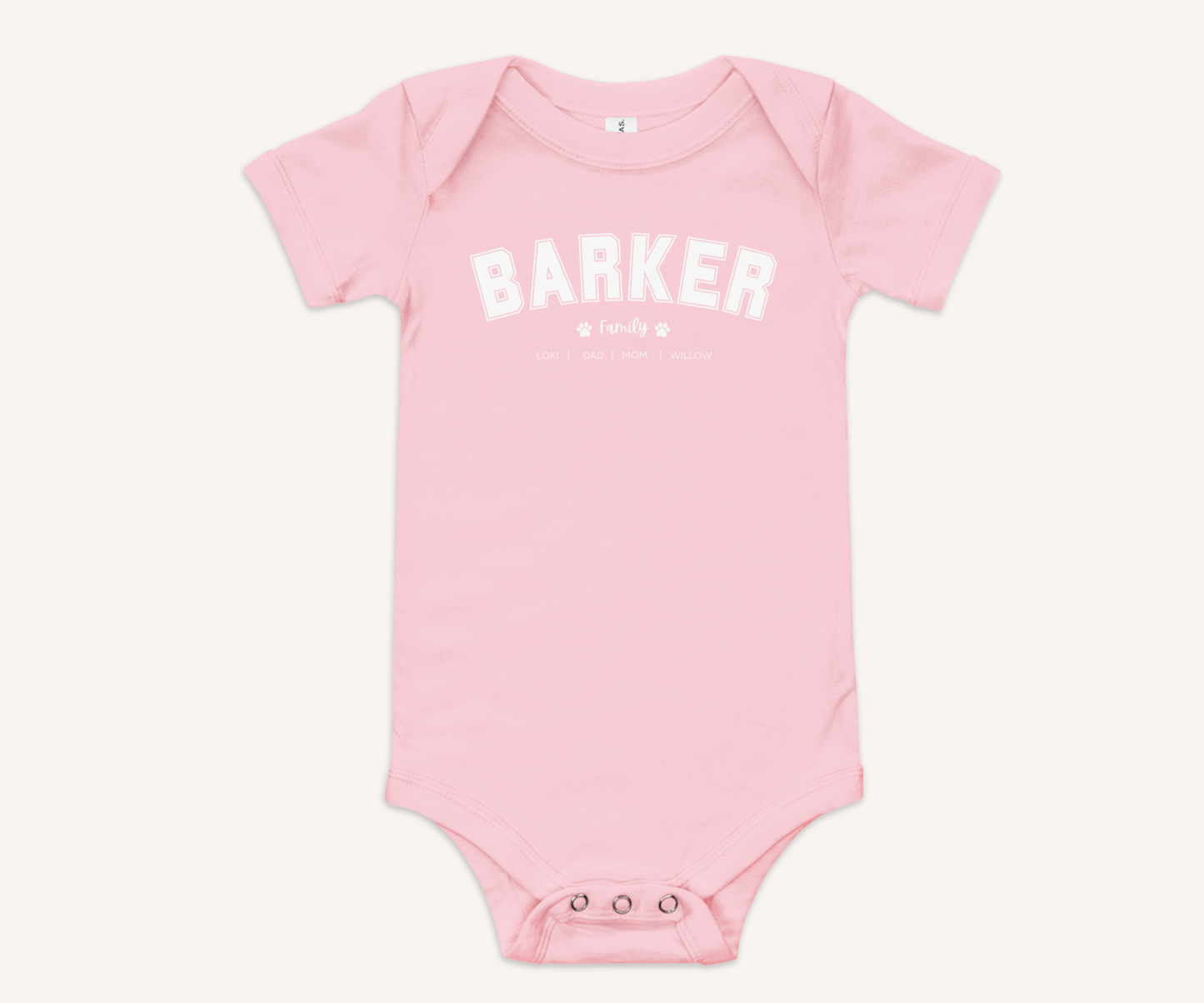 Personalised Family Surname Varsity Baby Romper - TLC Paws