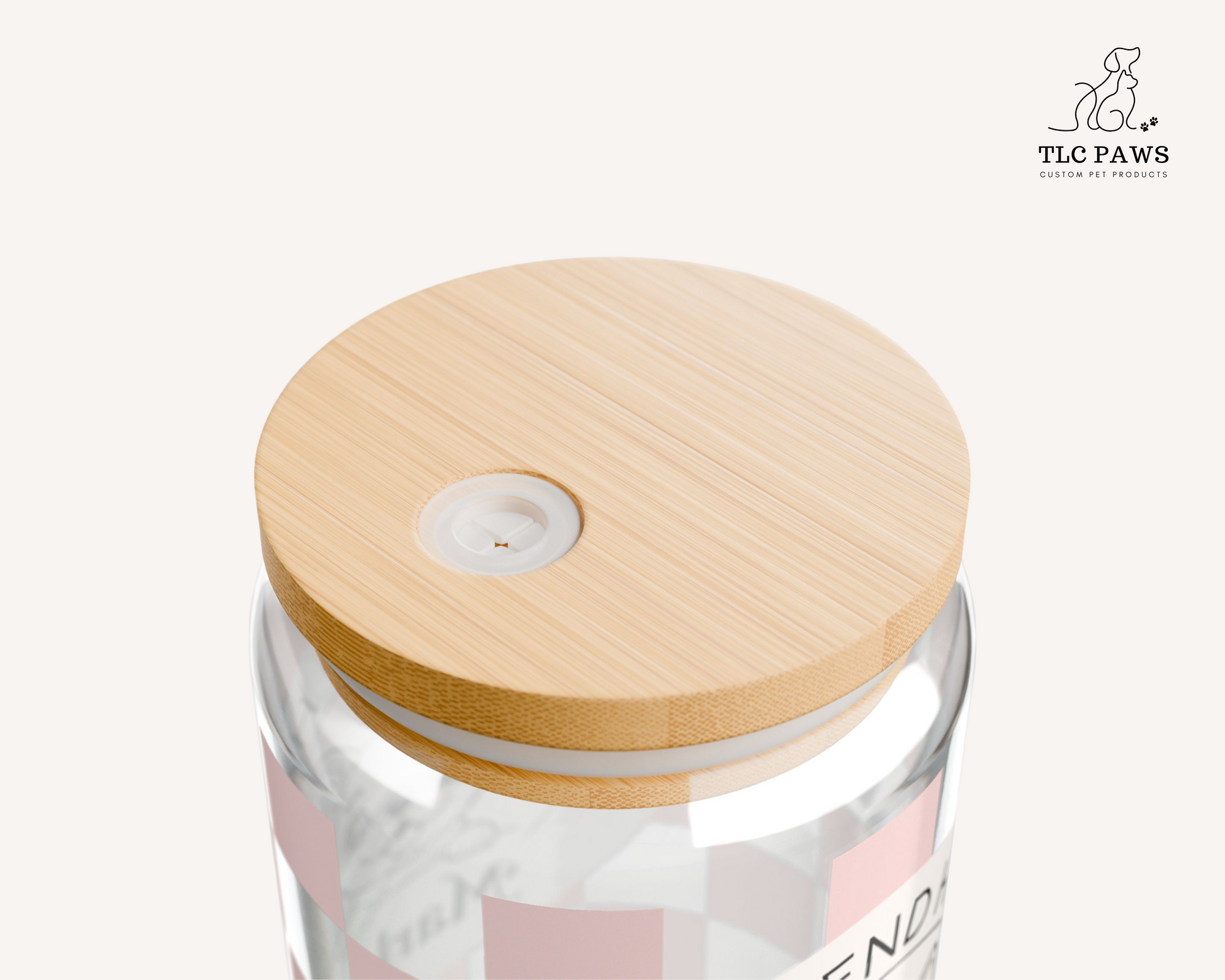 FRENCH BULLDOG GLASS TUMBLER BESTIE HAS PAWS CHECKERED PINK
