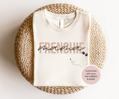 Personalised Dog Mama Tshirt with Breed and Name