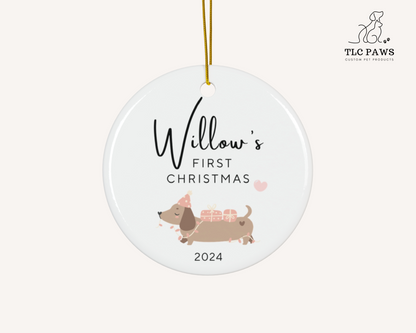 Personalised Dachshund Christmas Ornament - Blue - TLC Paws