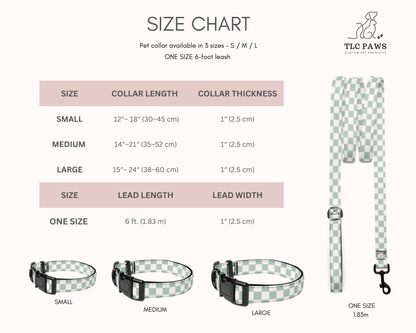 Custom Dog Pet Collar - Checkered Sage - TLC Paws