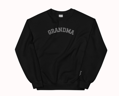 Grandma Embroidered Sweatshirt with Personalised Pet & Baby Names on Sleeve - TLC Paws