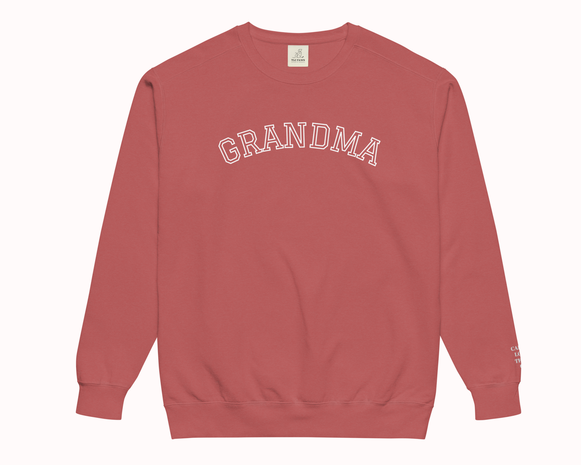 Grandma Embroidered Sweatshirt with Personalised Pet & Baby Names on Sleeve - TLC Paws
