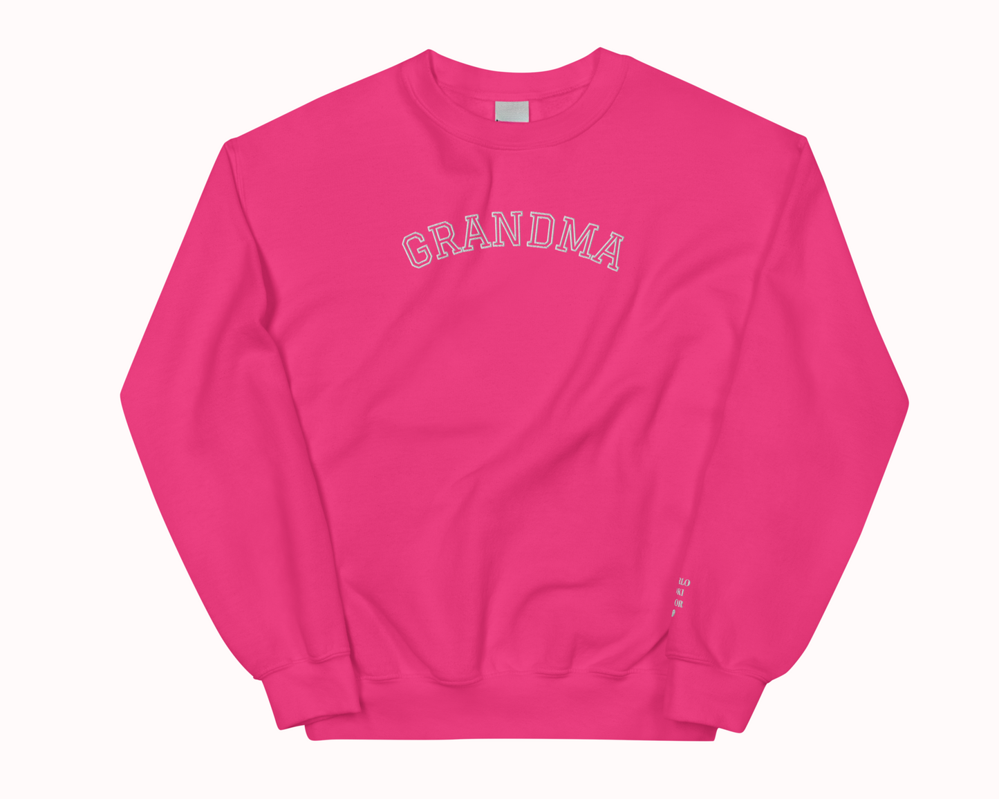Grandma Embroidered Sweatshirt with Personalised Pet & Baby Names on Sleeve - TLC Paws