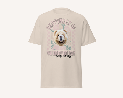 Personalised Happiness Is Wherever My Dog Is Tshirt - TLC Paws