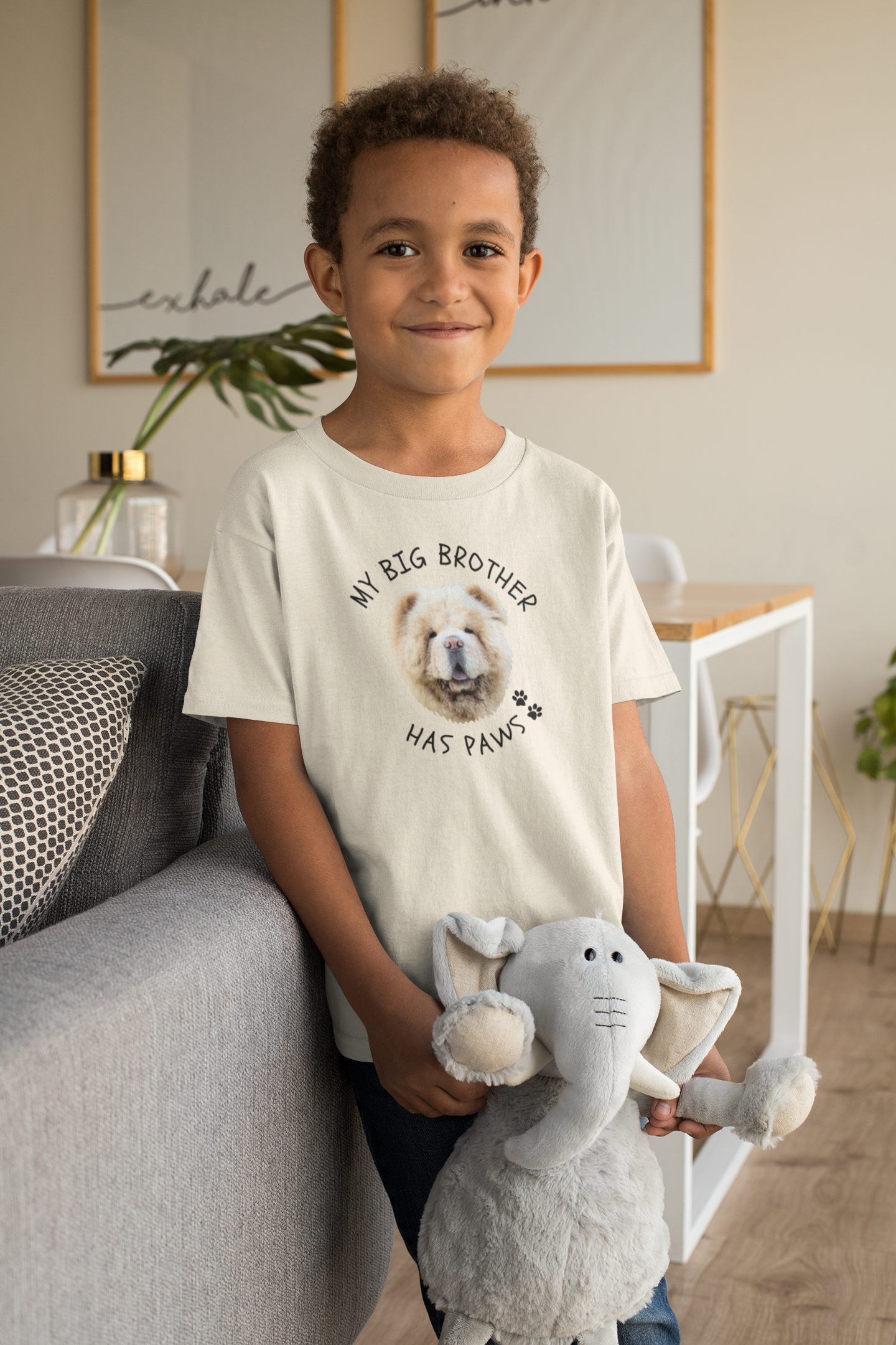 Personalised Kids Tshirt - My Big Brother Has Paws with Custom Pet Face