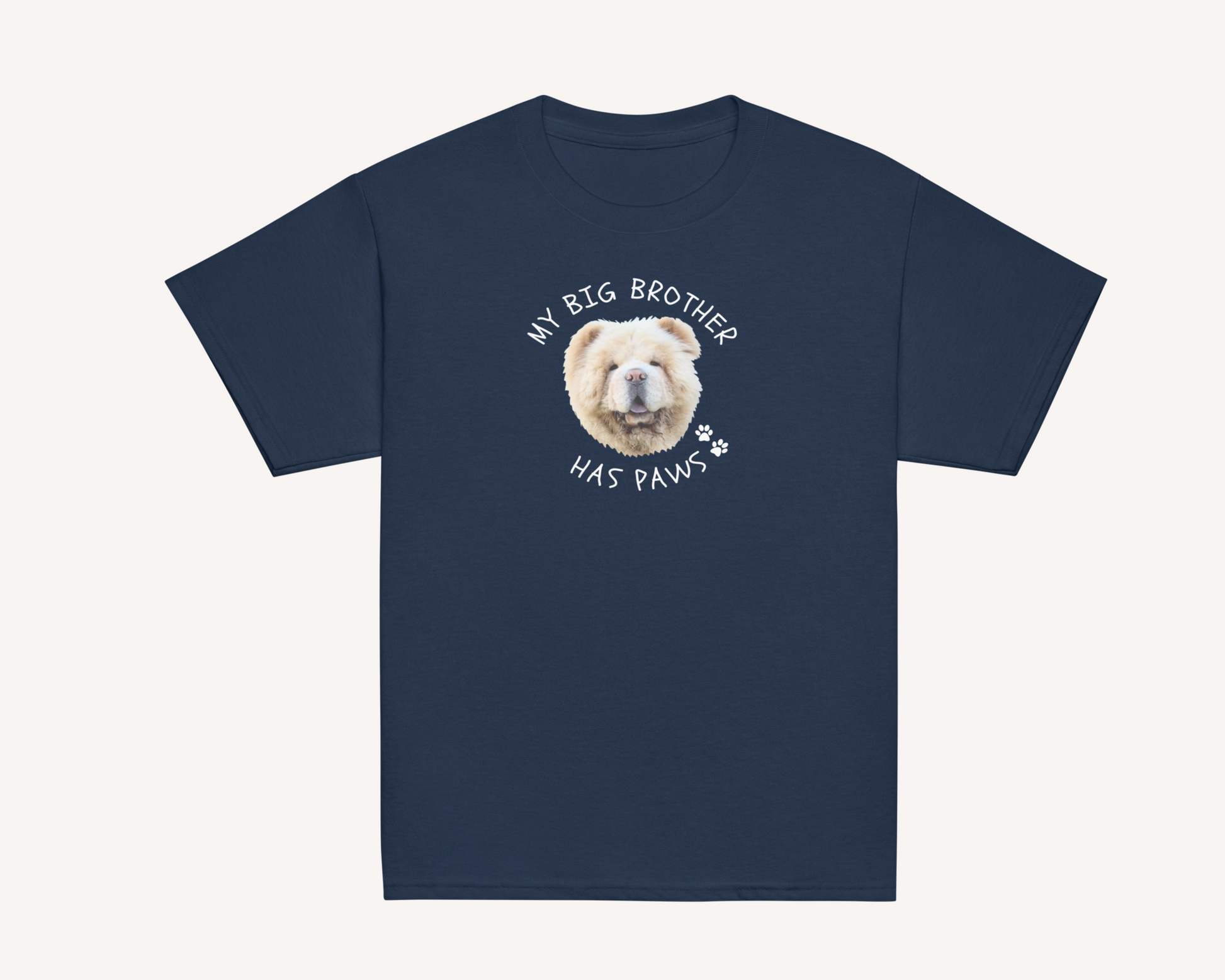 My Little Brother Has Paws Personalised Kids Tshirt with Custom Pet Face - TLC Paws