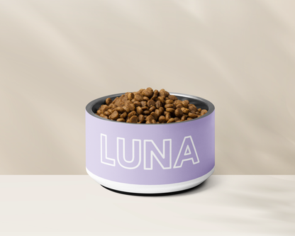 Personalised Dog Bowl - Stainless Steel Food and Water Bowl (LILAC)