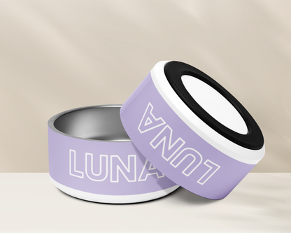 Personalised Dog Bowl - Stainless Steel Food and Water Bowl (LILAC)