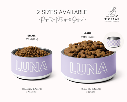 Personalised Dog Bowl - Stainless Steel Food and Water Bowl (LILAC)