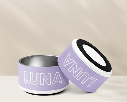 Personalised Dog Bowl - Stainless Steel Food and Water Bowl (LILAC)